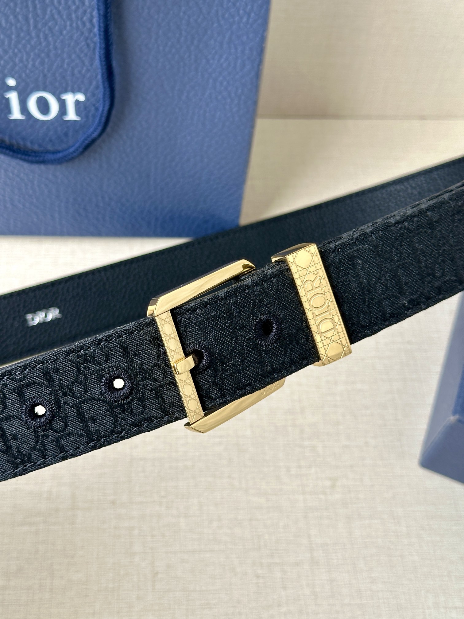 [TOP] Christian Dior Cowhide Belt 3.5CM - Black