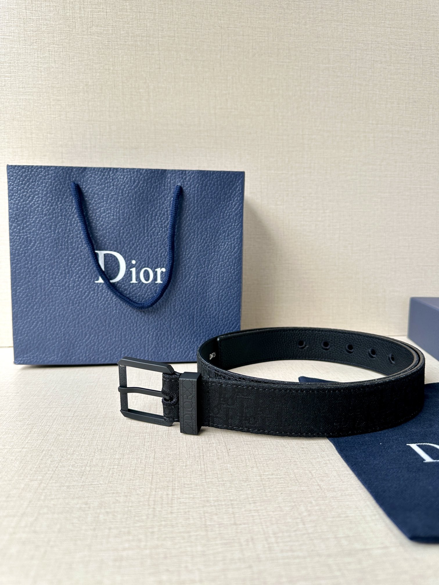 [TOP] Christian Dior Cowhide Belt 3.5CM - Black
