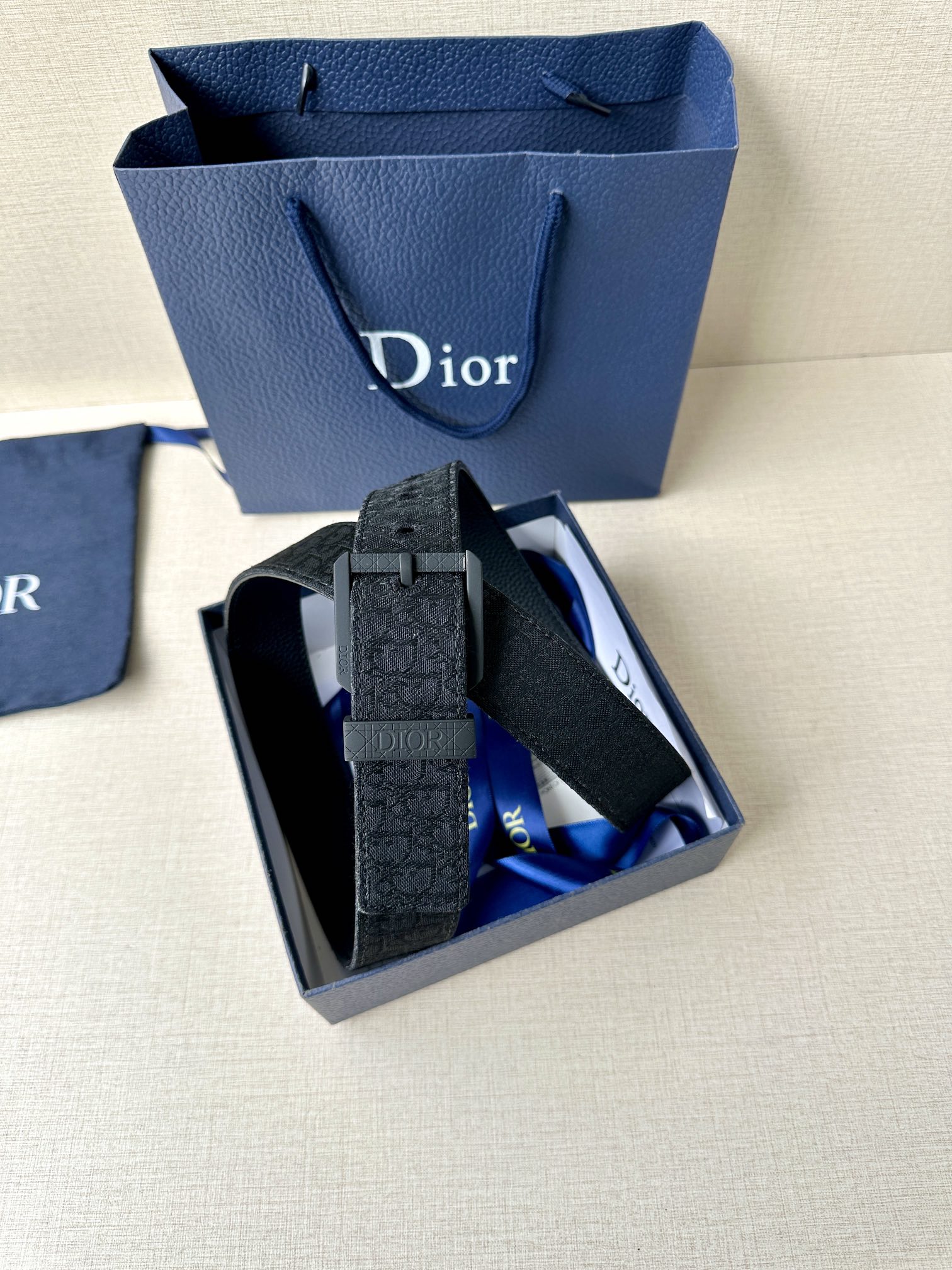 [TOP] Christian Dior Cowhide Belt 3.5CM - Black
