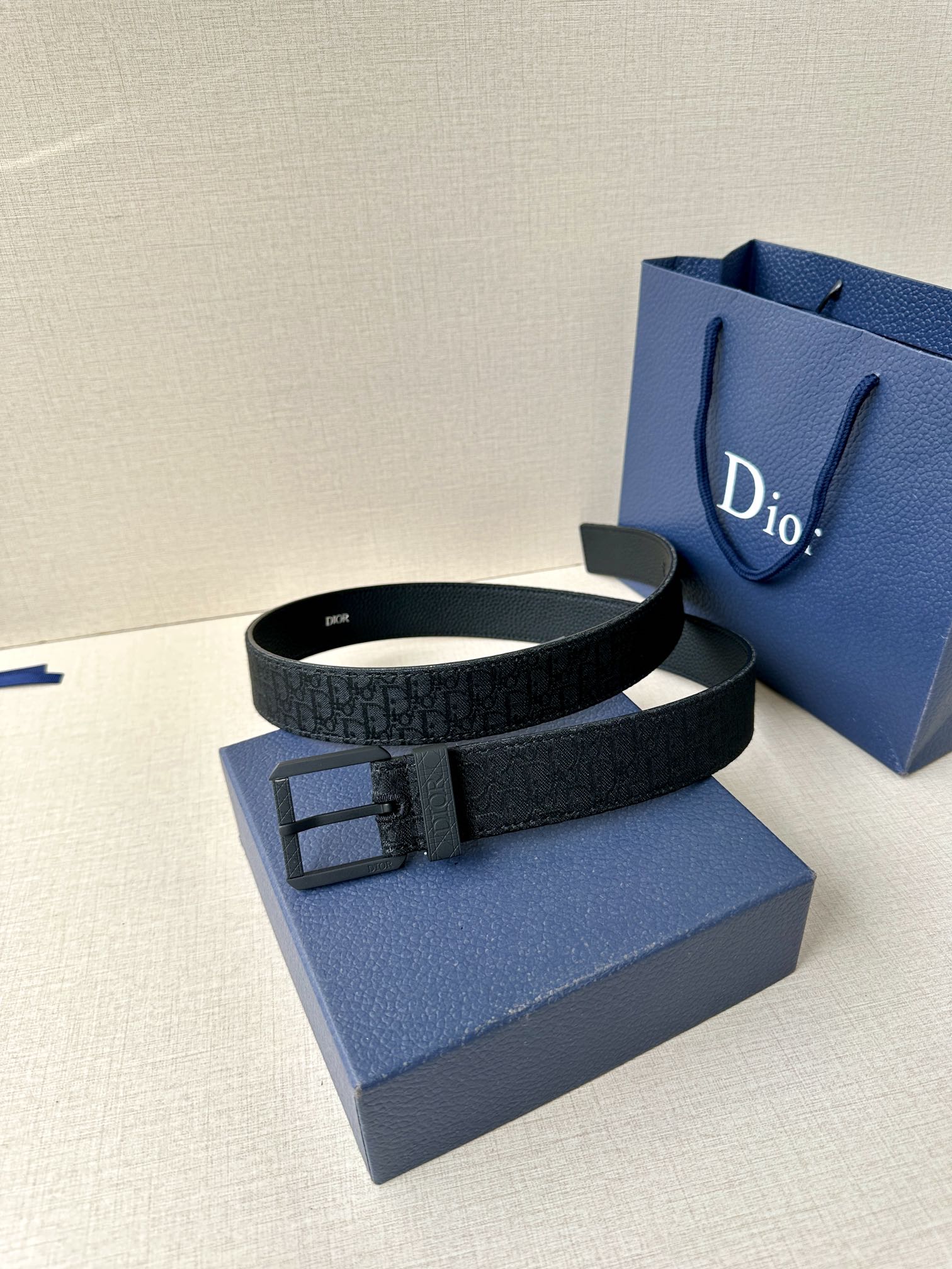 [TOP] Christian Dior Cowhide Belt 3.5CM - Black