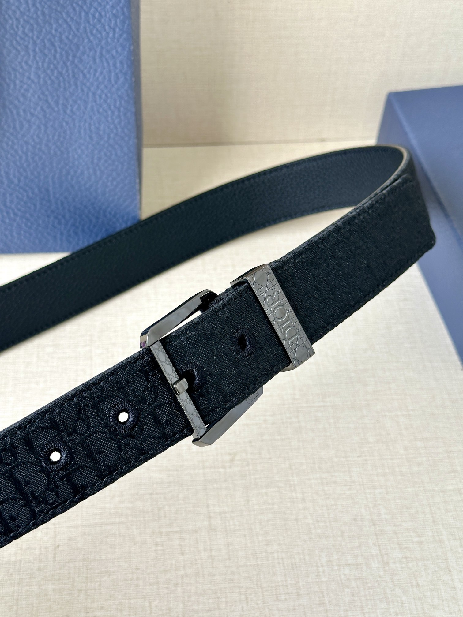 [TOP] Christian Dior Cowhide Belt 3.5CM - Black