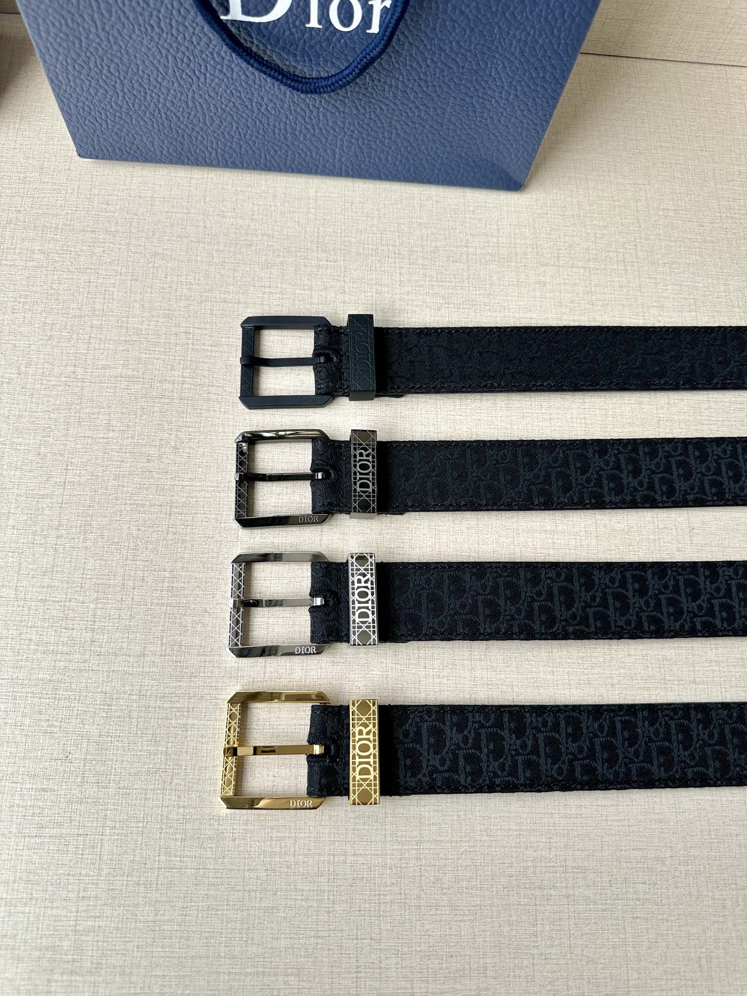 [TOP] Christian Dior Cowhide Belt 3.5CM - Black