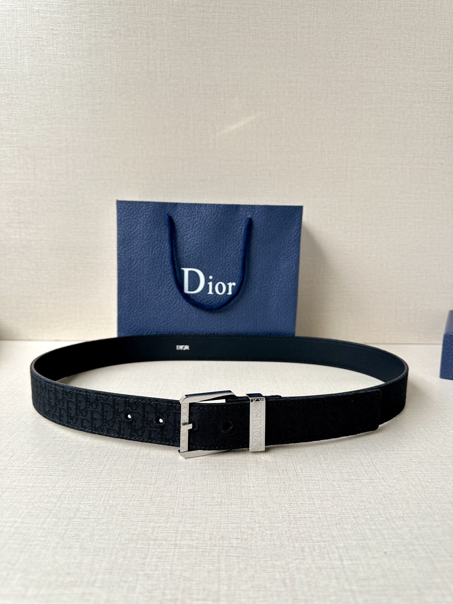 [TOP] Christian Dior Cowhide Belt 3.5CM - Black