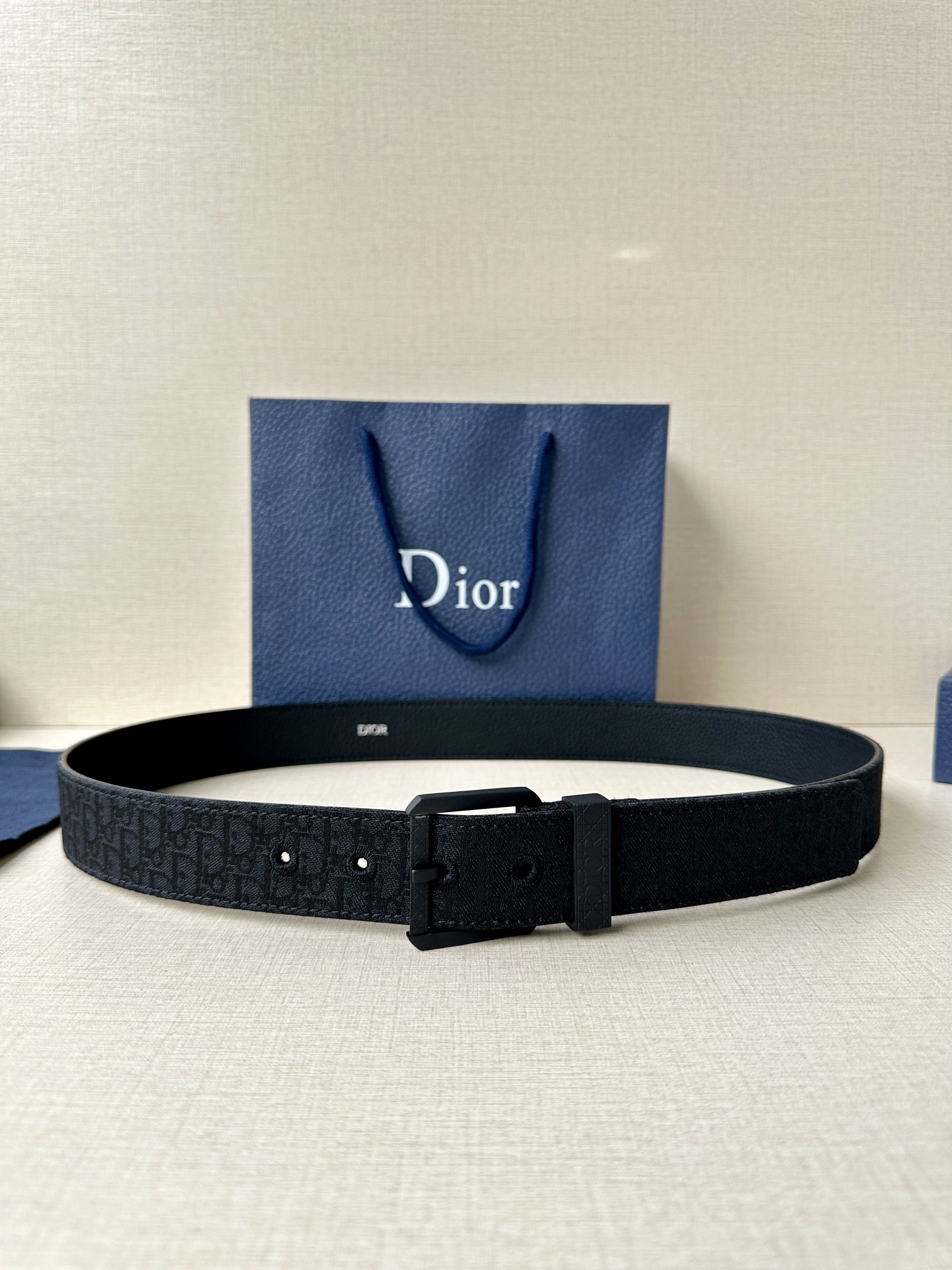 [TOP] Christian Dior Cowhide Belt 3.5CM - Black
