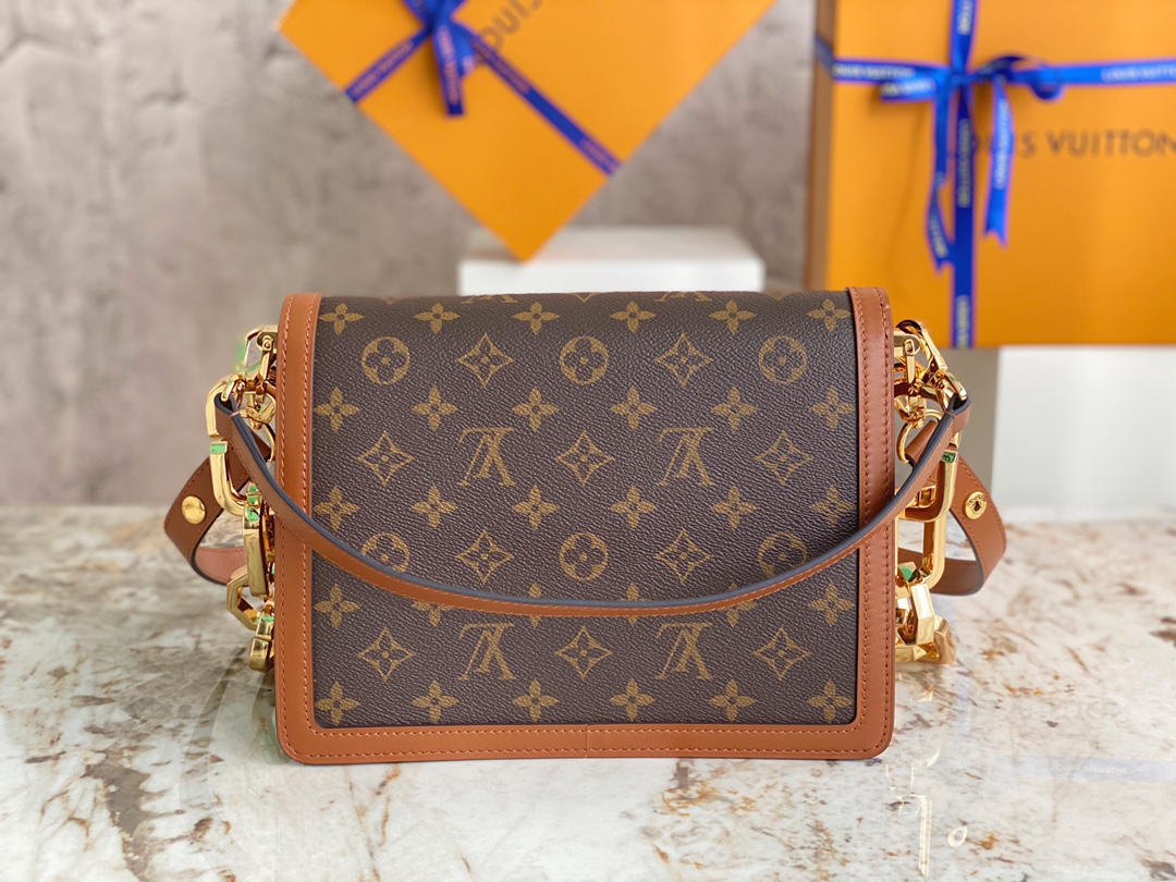 [TOP] Louis Vuitton LV Dauphine Handbags 25 x 17 x 10.5 cm/20 x 15 x 9cm  - Brown&GHW