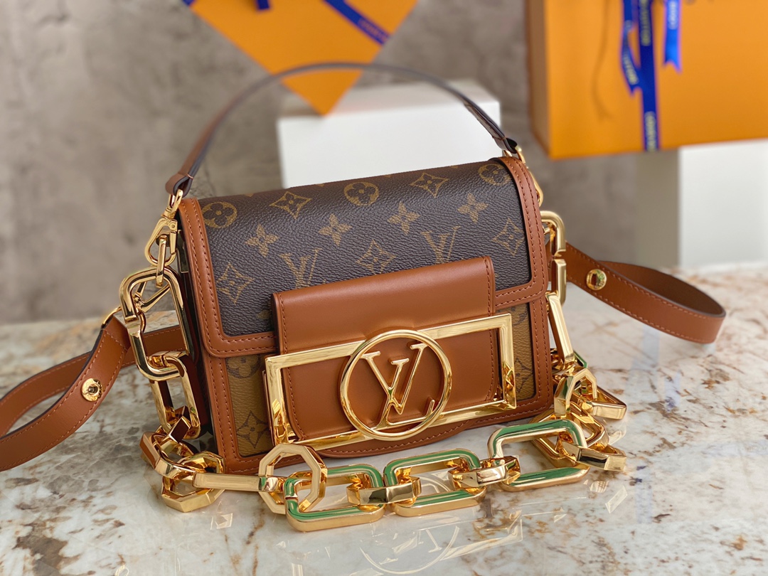 [TOP] Louis Vuitton LV Dauphine Handbags 25 x 17 x 10.5 cm/20 x 15 x 9cm  - Brown&GHW