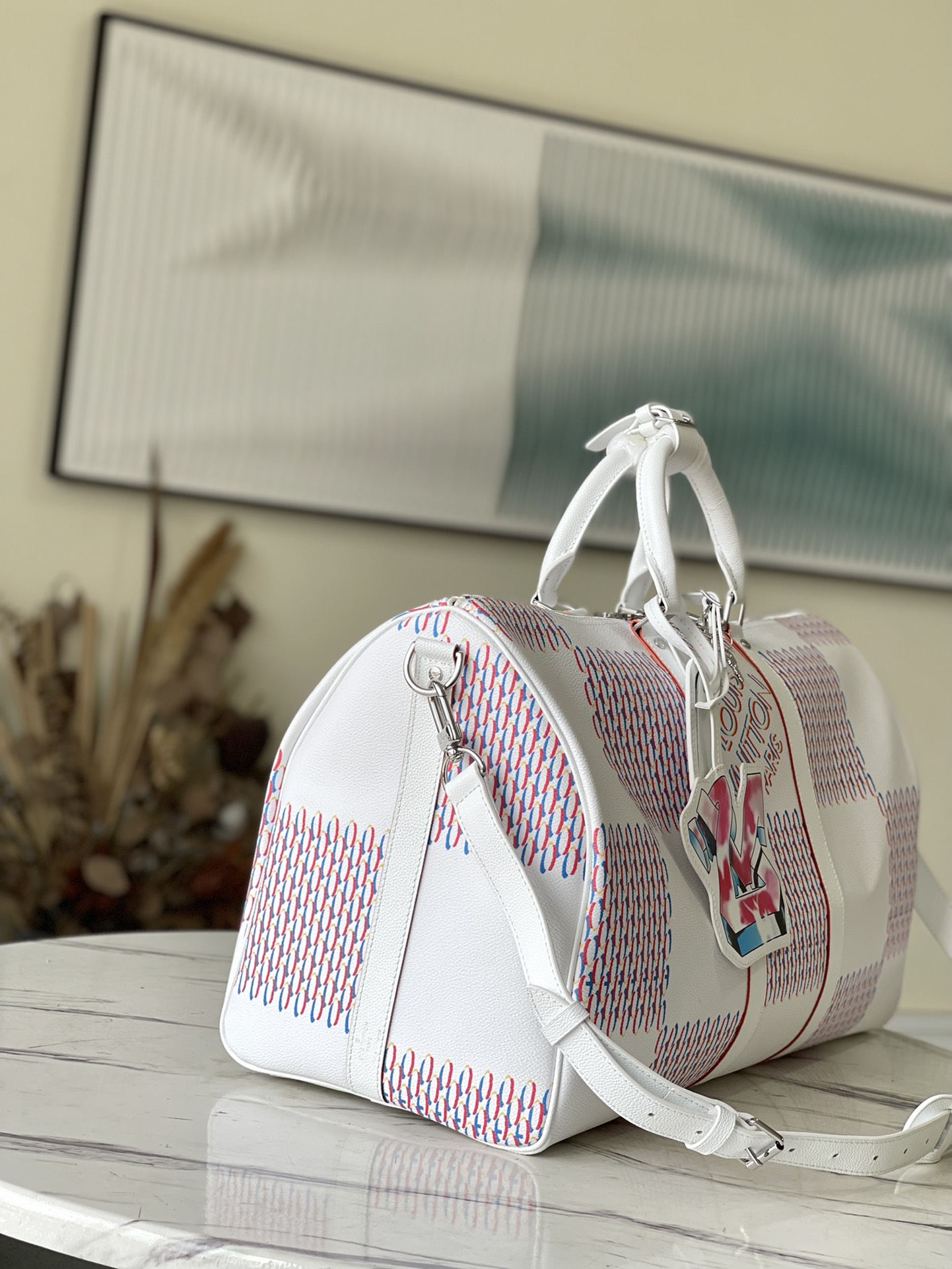 [TOP] Louis Vuitton LV Keepall 50 Travel Bag 50 x 29 x 23 cm - White