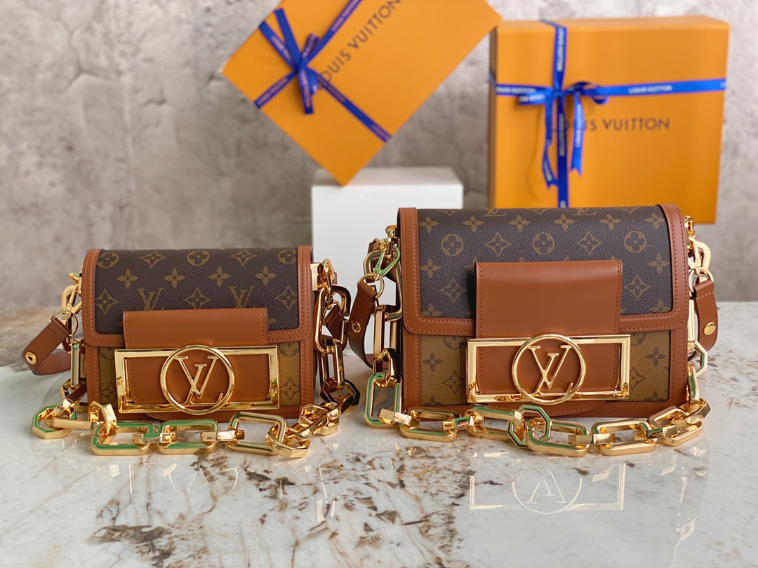 [TOP] Louis Vuitton LV Dauphine Handbags 25 x 17 x 10.5 cm/20 x 15 x 9cm  - Brown&GHW