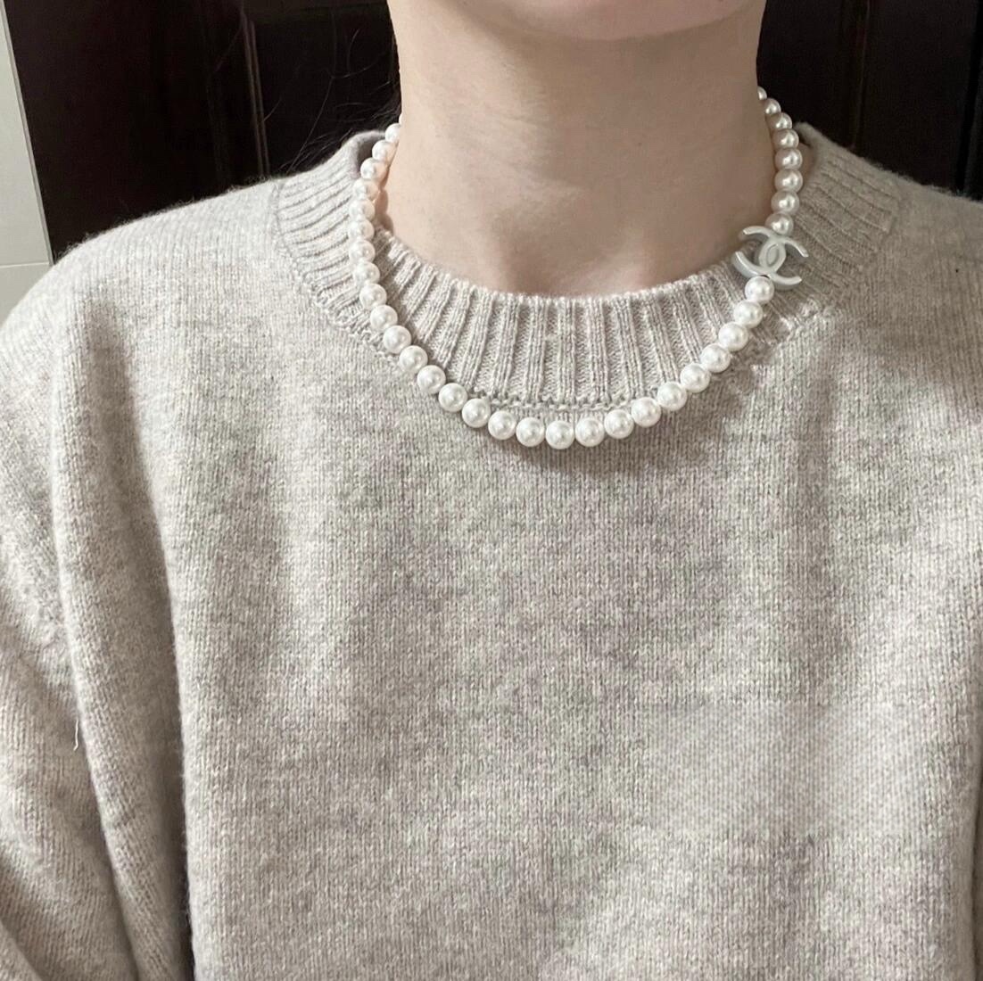 [TOP] CHANEL Pearl Necklaces - Silver