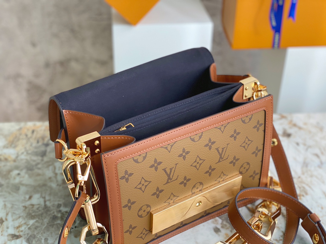 [TOP] Louis Vuitton LV Dauphine Handbags 25 x 17 x 10.5 cm/20 x 15 x 9cm  - Brown&GHW