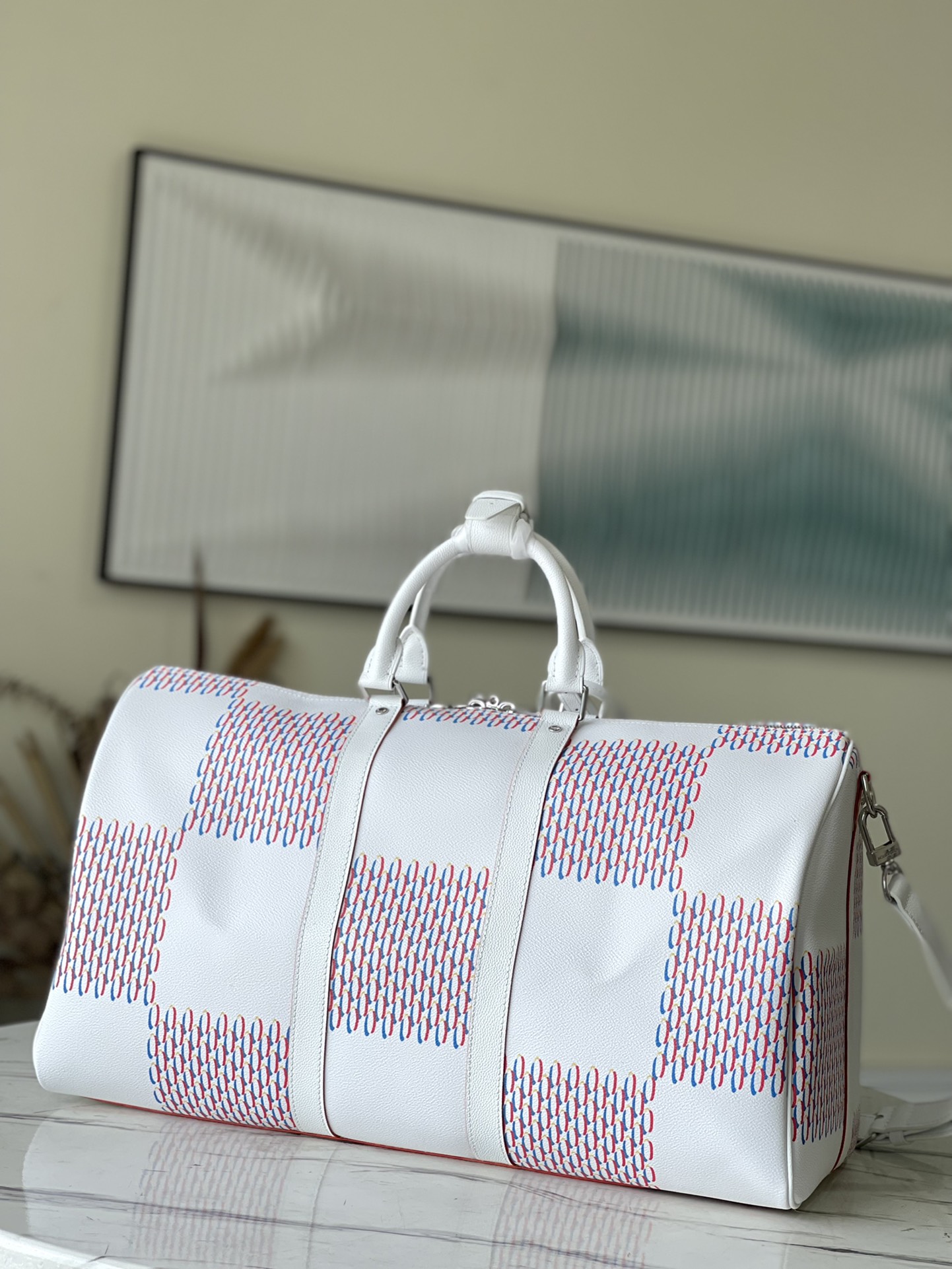 [TOP] Louis Vuitton LV Keepall 50 Travel Bag 50 x 29 x 23 cm - White