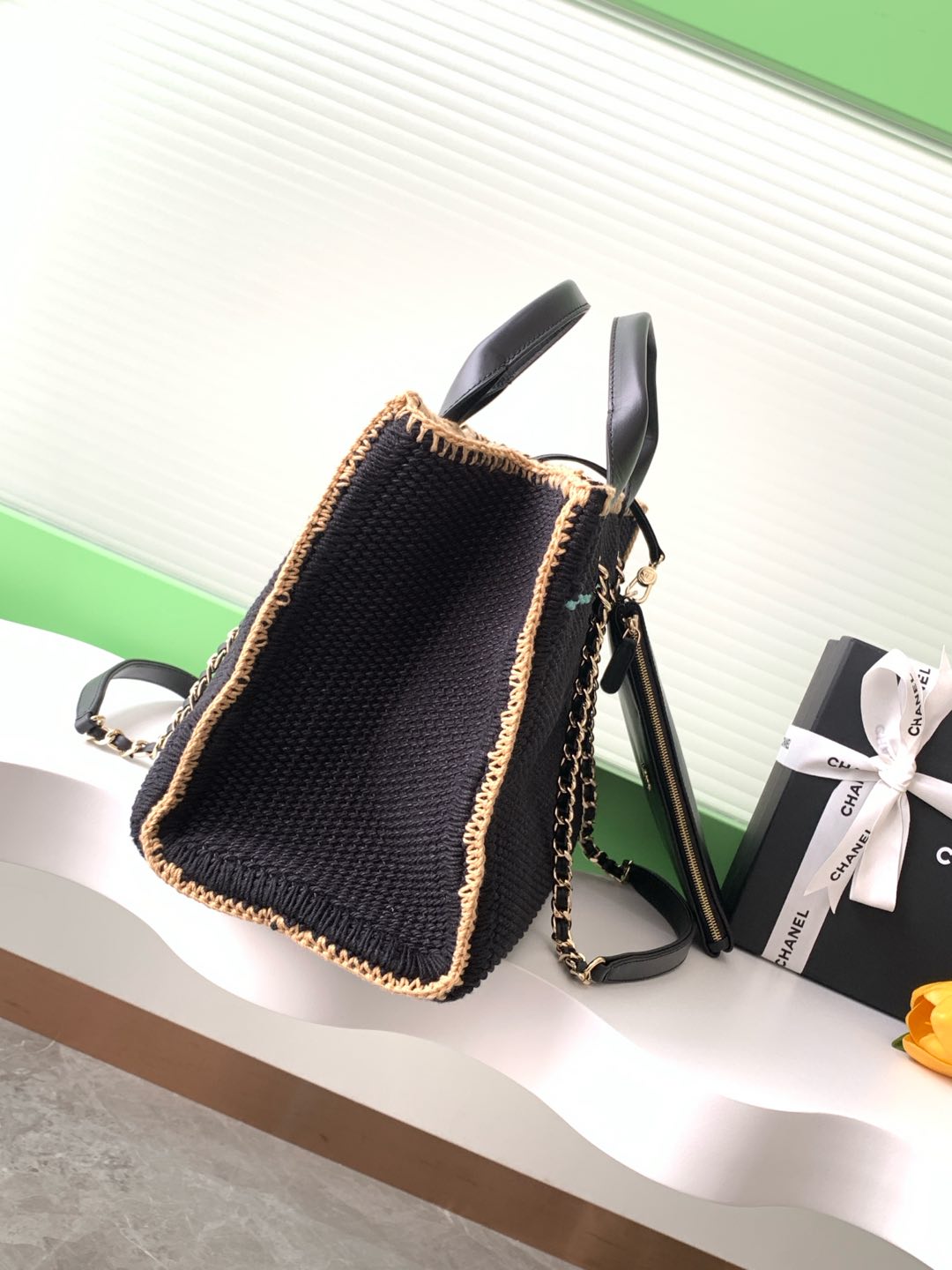 [TOP] CHANEL Deauville Bag Wave Beach Bag 32cm - 2 Color