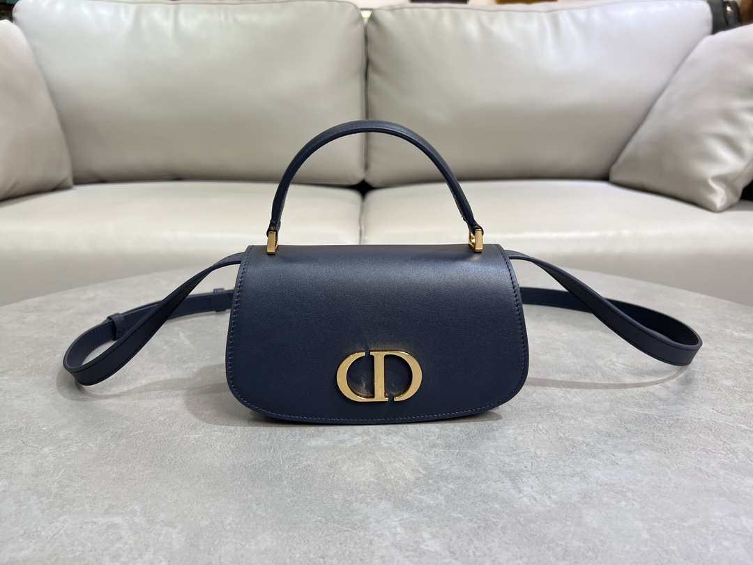 [Top] Christian Dior Cowhide 30 Montaigne Bag 19*12*8CM/19*12*6CM - Navy Blue&GHW