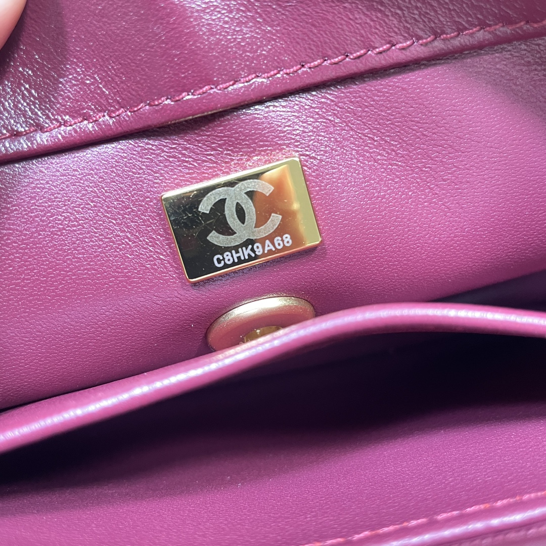 [TOP] CHANEL Coco Top Handle Bag Calfskin 23cm - Red