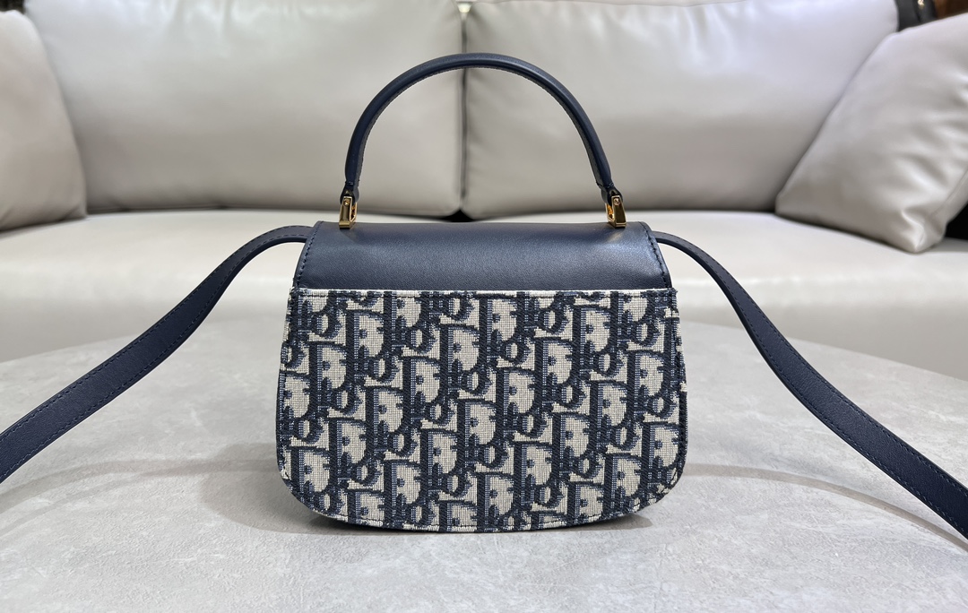 [Top] Christian Dior Cowhide 30 Montaigne Bag 19*12*8CM/19*12*6CM - Navy Blue&GHW