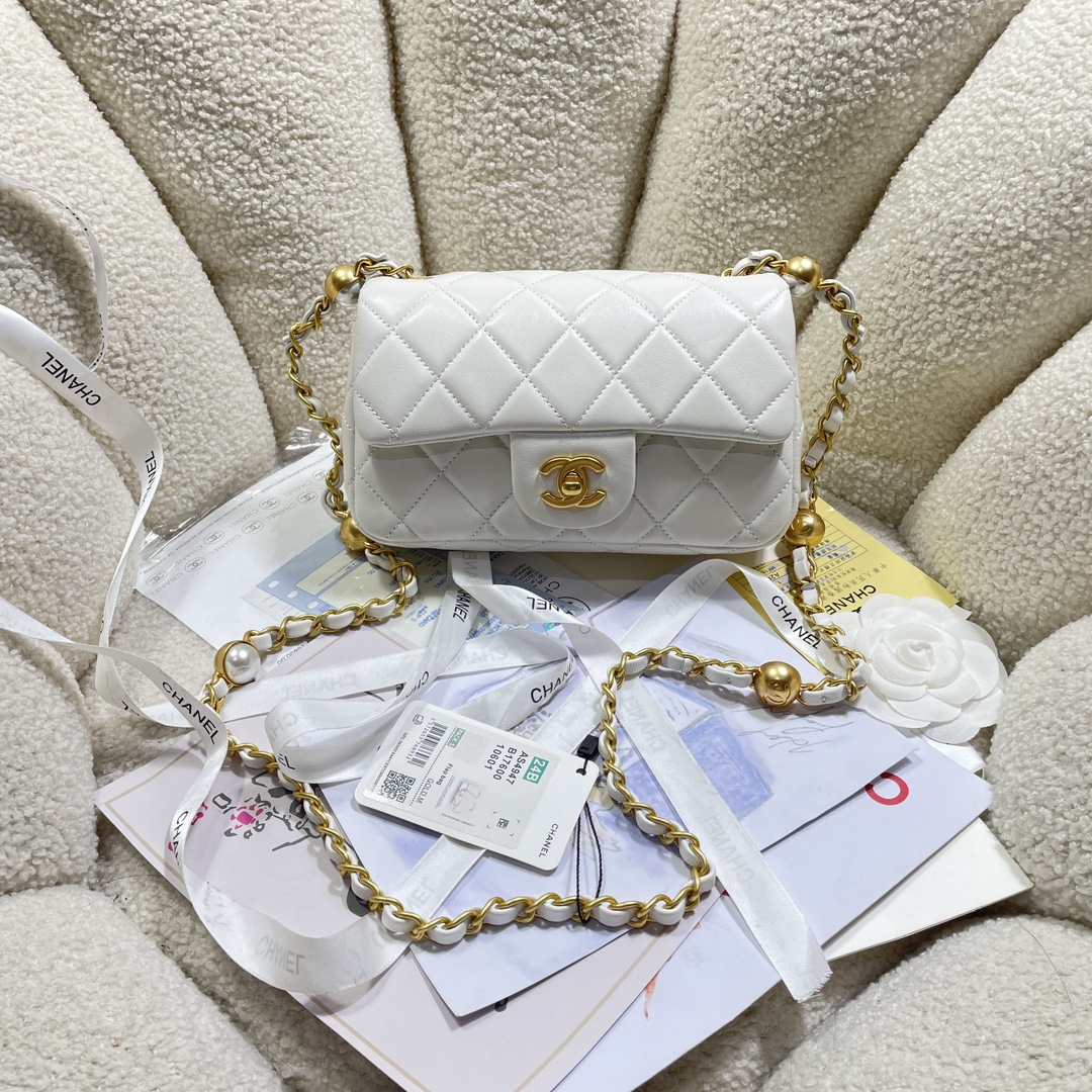 [TOP] CHANEL Flap Bag with Pearls Mini 12x10×6cm - 3 Color