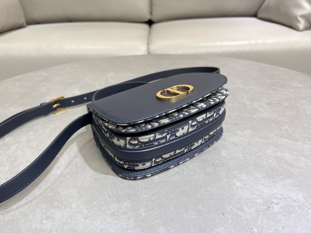 [Top] Christian Dior Cowhide 30 Montaigne Bag 19*12*8CM/19*12*6CM - Navy Blue&GHW