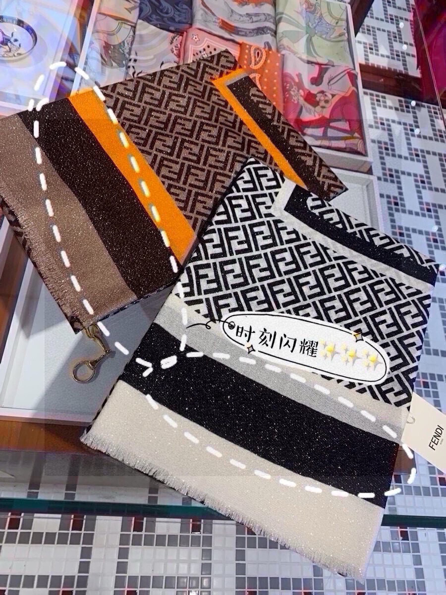 [TOP] FENDI FF  Cashmere Scarf 100*200cm - 2 Colors