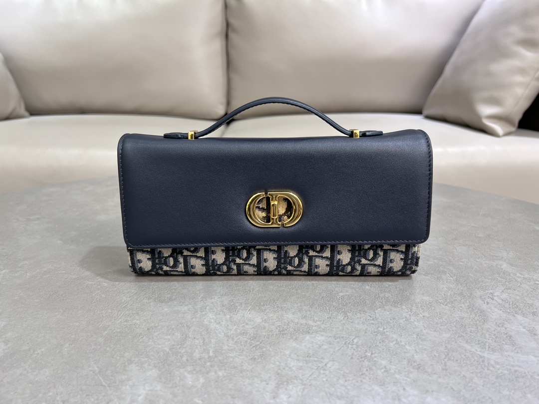 [TOP] Christian Dior Miss Caro Top Handle Bag Sheepskin 24x12x4cm - Navy Blue