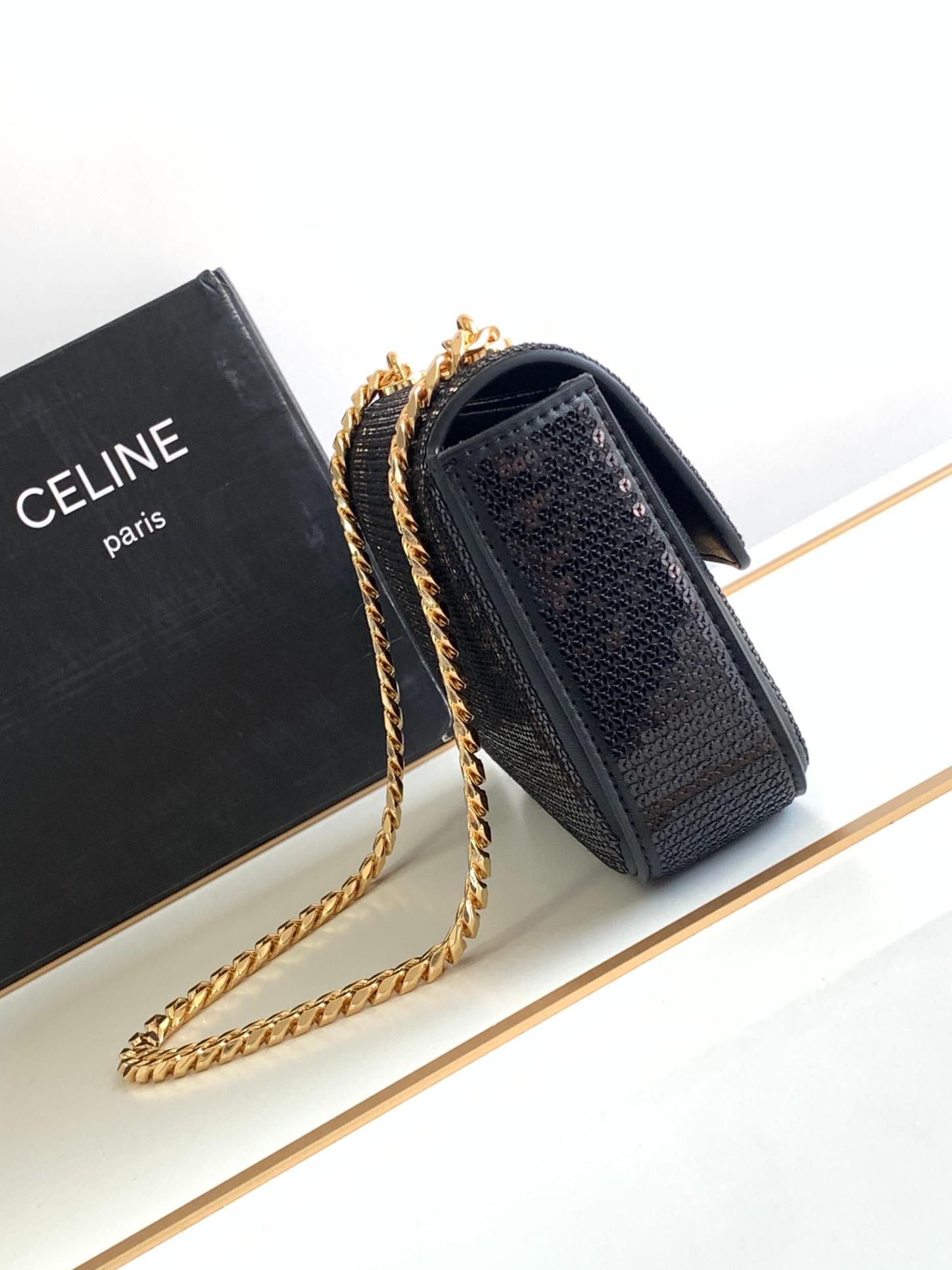 [TOP] CELINE Triomphe Bag Sequin Chain Underarm Bag 20.5*10.5*4cm - 2 Colour