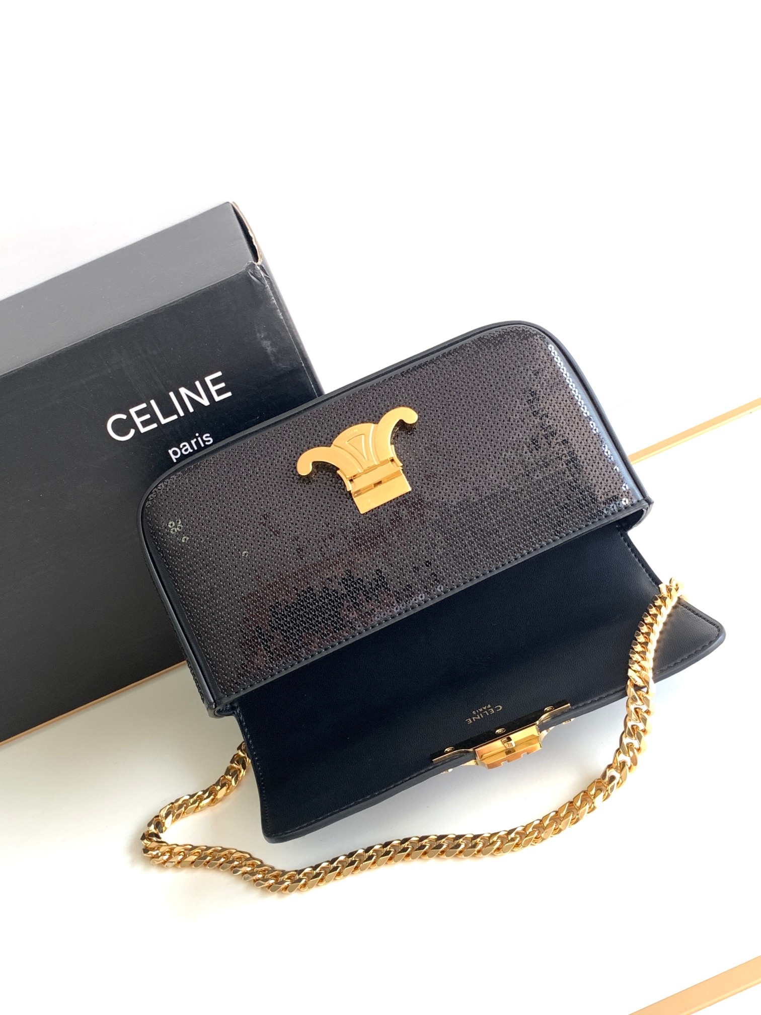 [TOP] CELINE Triomphe Bag Sequin Chain Underarm Bag 20.5*10.5*4cm - 2 Colour
