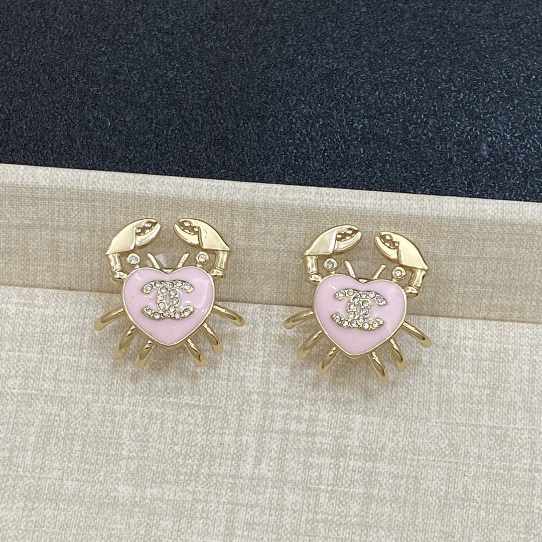 [TOP] CHANEL Love Brooch+Earrings - Pink