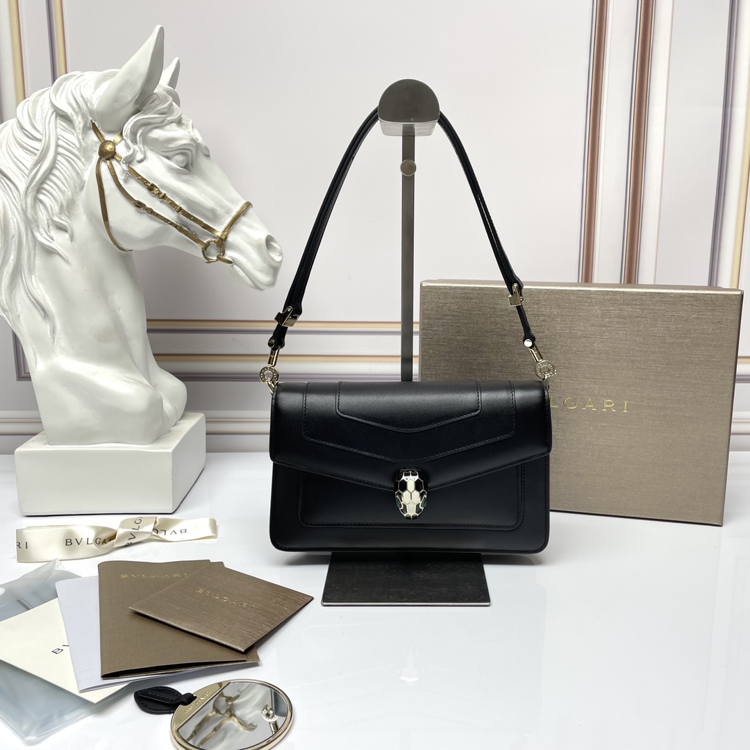 [TOP] BVLGARI Serpenti Forever Crossbody Bag 22x15x4.5cm - Black