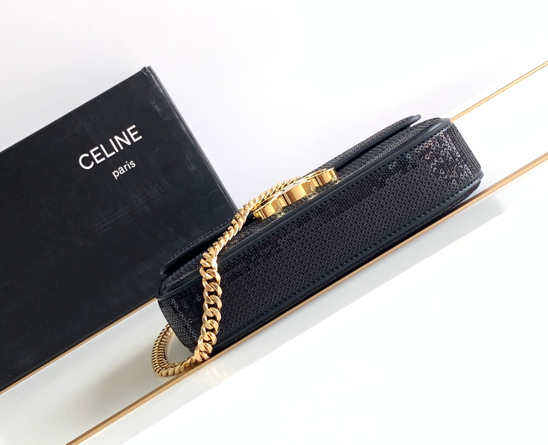 [TOP] CELINE Triomphe Bag Sequin Chain Underarm Bag 20.5*10.5*4cm - 2 Colour