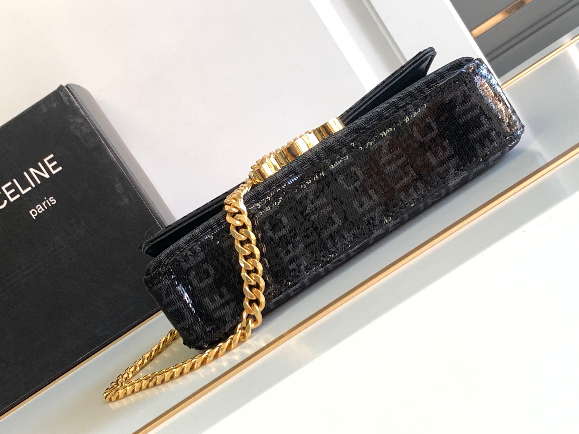 [TOP] CELINE Triomphe Bag Sequin Chain Underarm Bag 20.5*10.5*4cm - 2 Colour