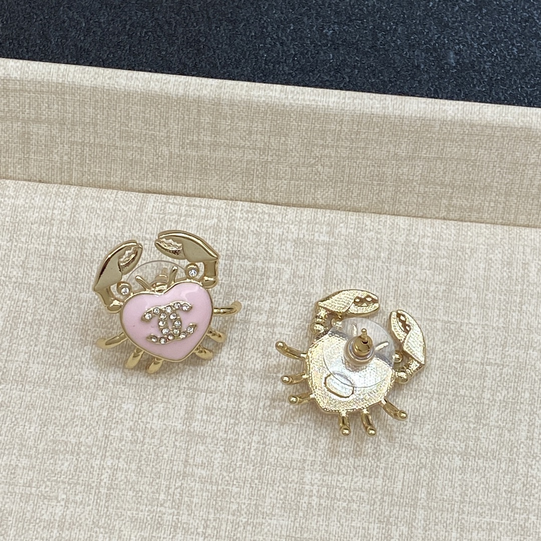 [TOP] CHANEL Love Brooch+Earrings - Pink