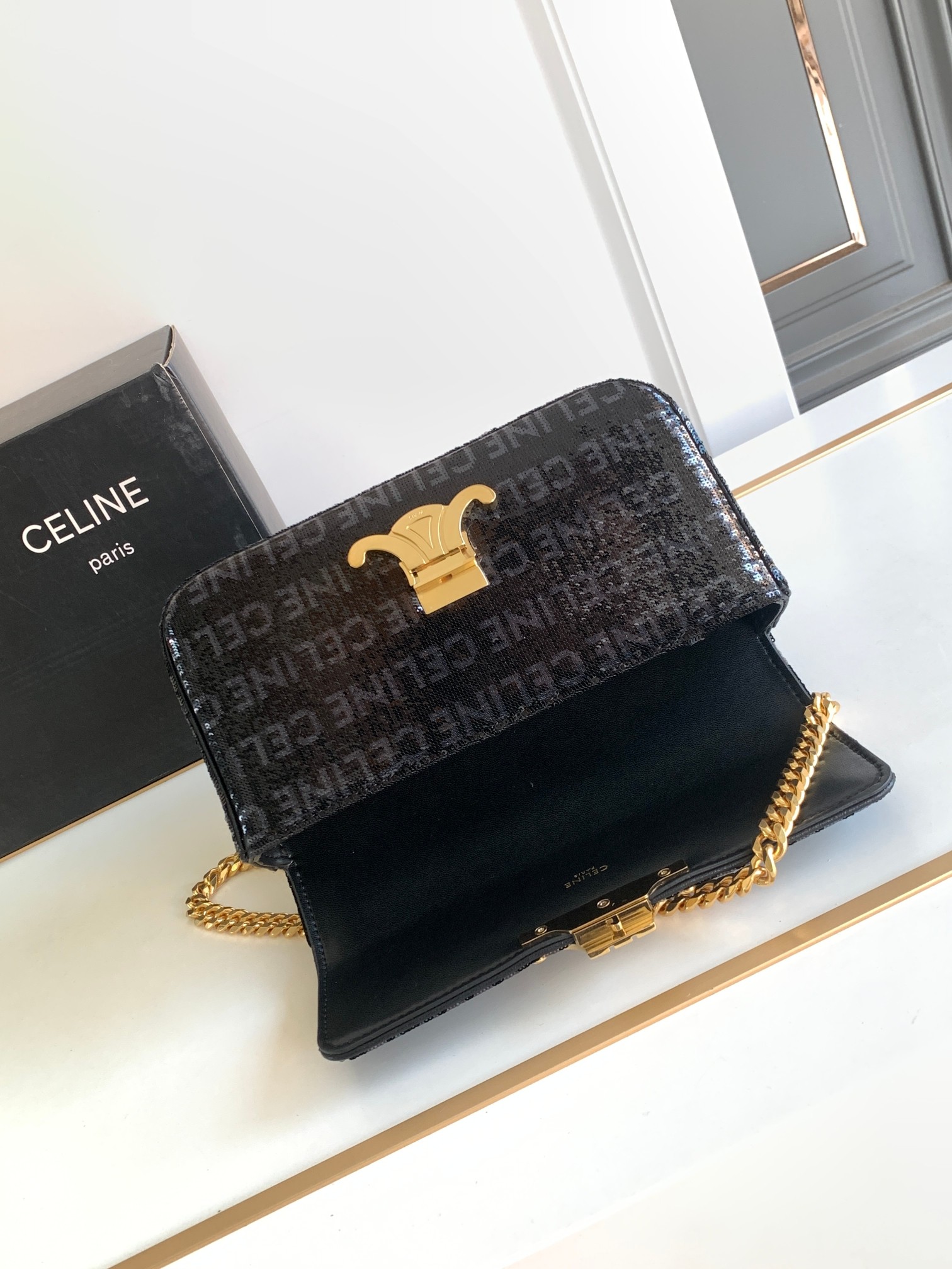 [TOP] CELINE Triomphe Bag Sequin Chain Underarm Bag 20.5*10.5*4cm - 2 Colour