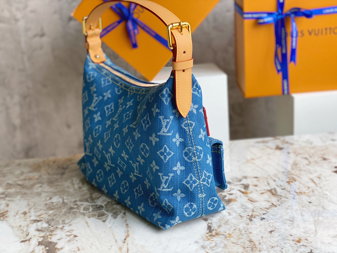 [TOP] Louis Vuitton LV 2005 Baggy PM Shoulder Bag 30×10×19cm- Blue