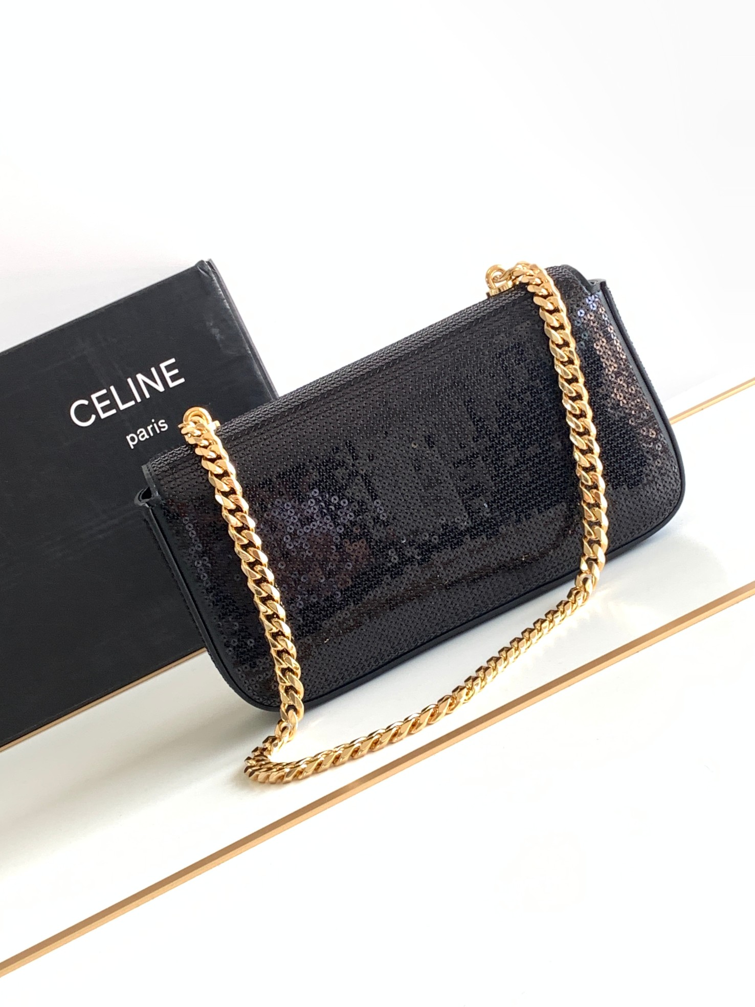 [TOP] CELINE Triomphe Bag Sequin Chain Underarm Bag 20.5*10.5*4cm - 2 Colour