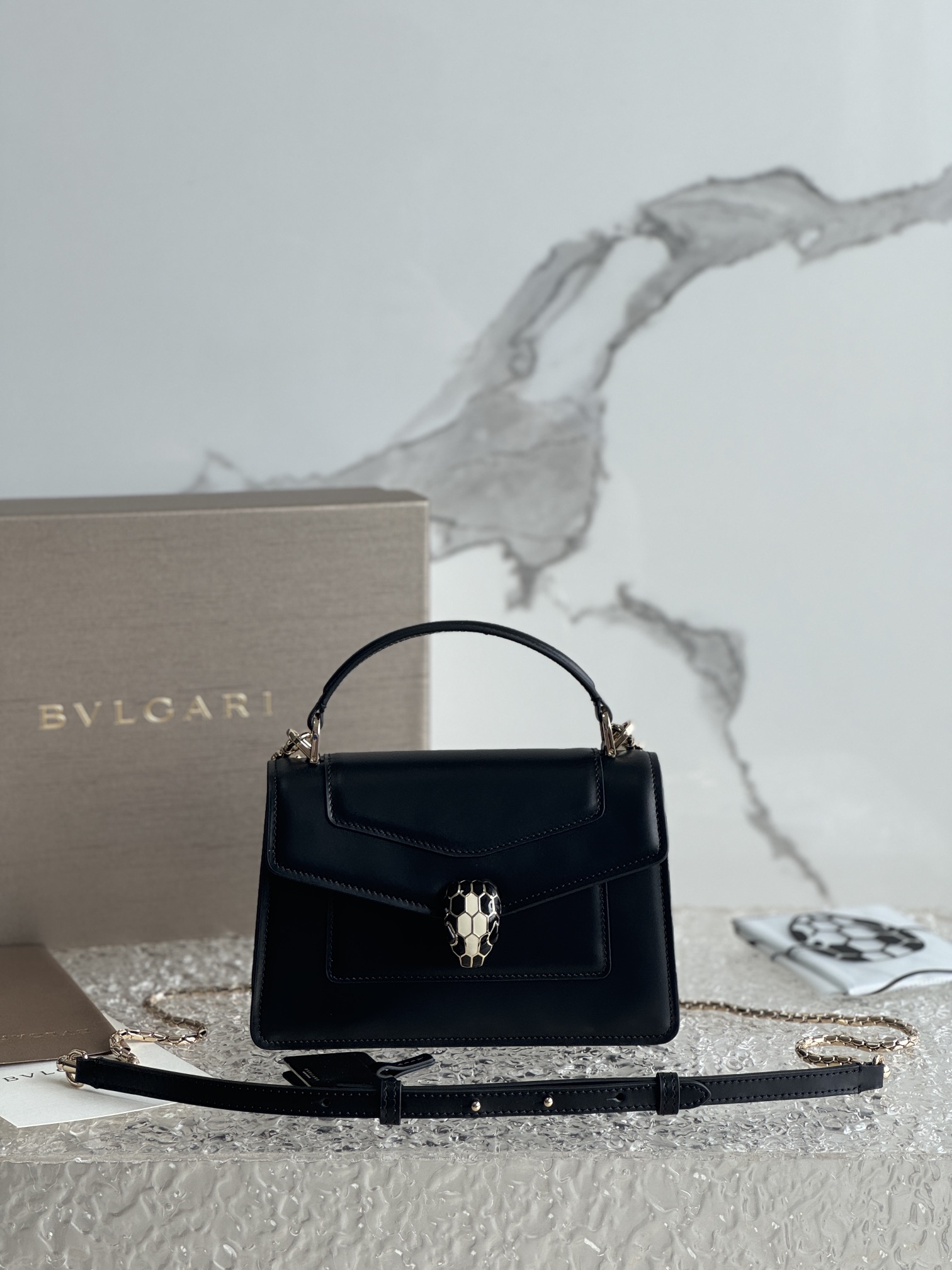 [TOP] BVLGARI Serpenti Forever Crossbody Bag 19*11*6cm - Black