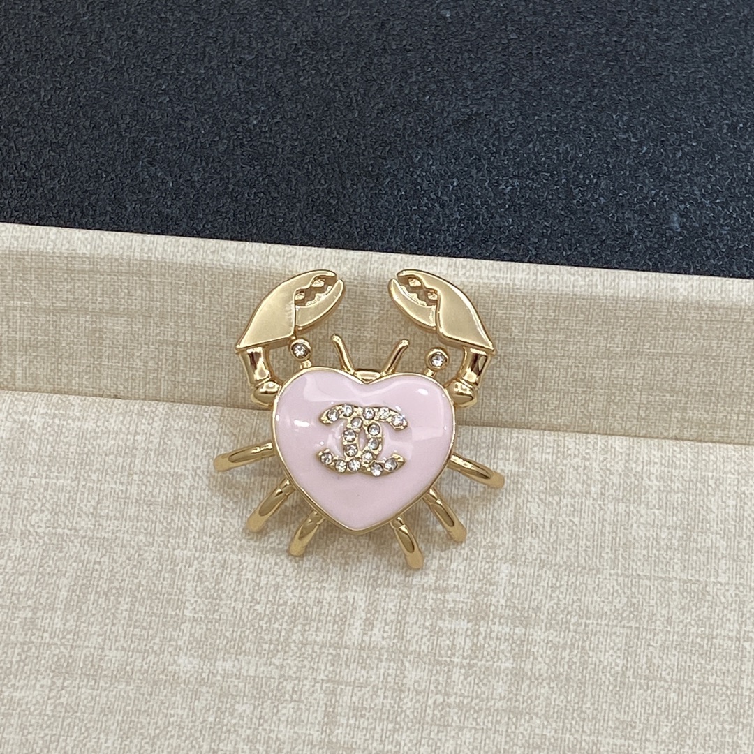 [TOP] CHANEL Love Brooch+Earrings - Pink
