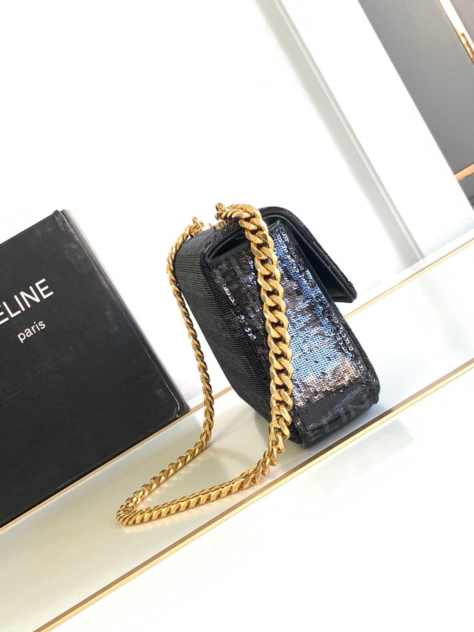 [TOP] CELINE Triomphe Bag Sequin Chain Underarm Bag 20.5*10.5*4cm - 2 Colour