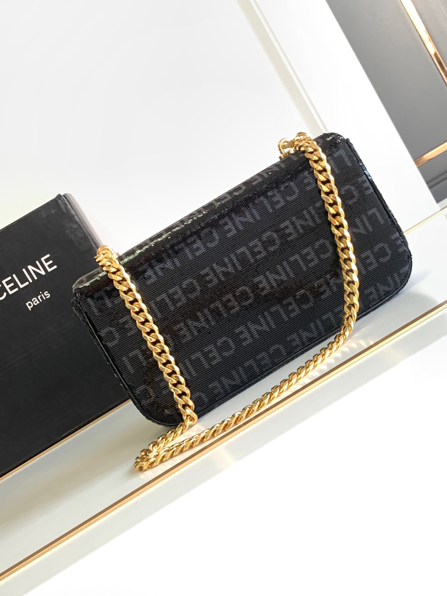 [TOP] CELINE Triomphe Bag Sequin Chain Underarm Bag 20.5*10.5*4cm - 2 Colour