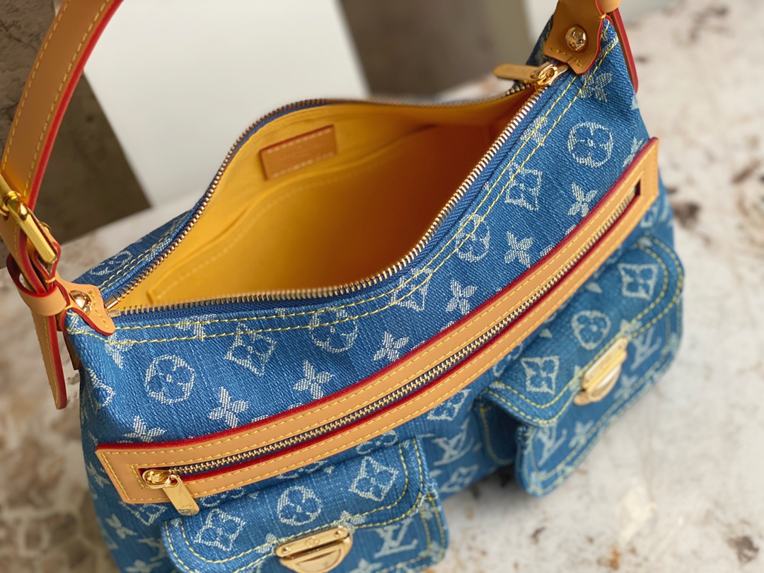 [TOP] Louis Vuitton LV 2005 Baggy PM Shoulder Bag 30×10×19cm- Blue