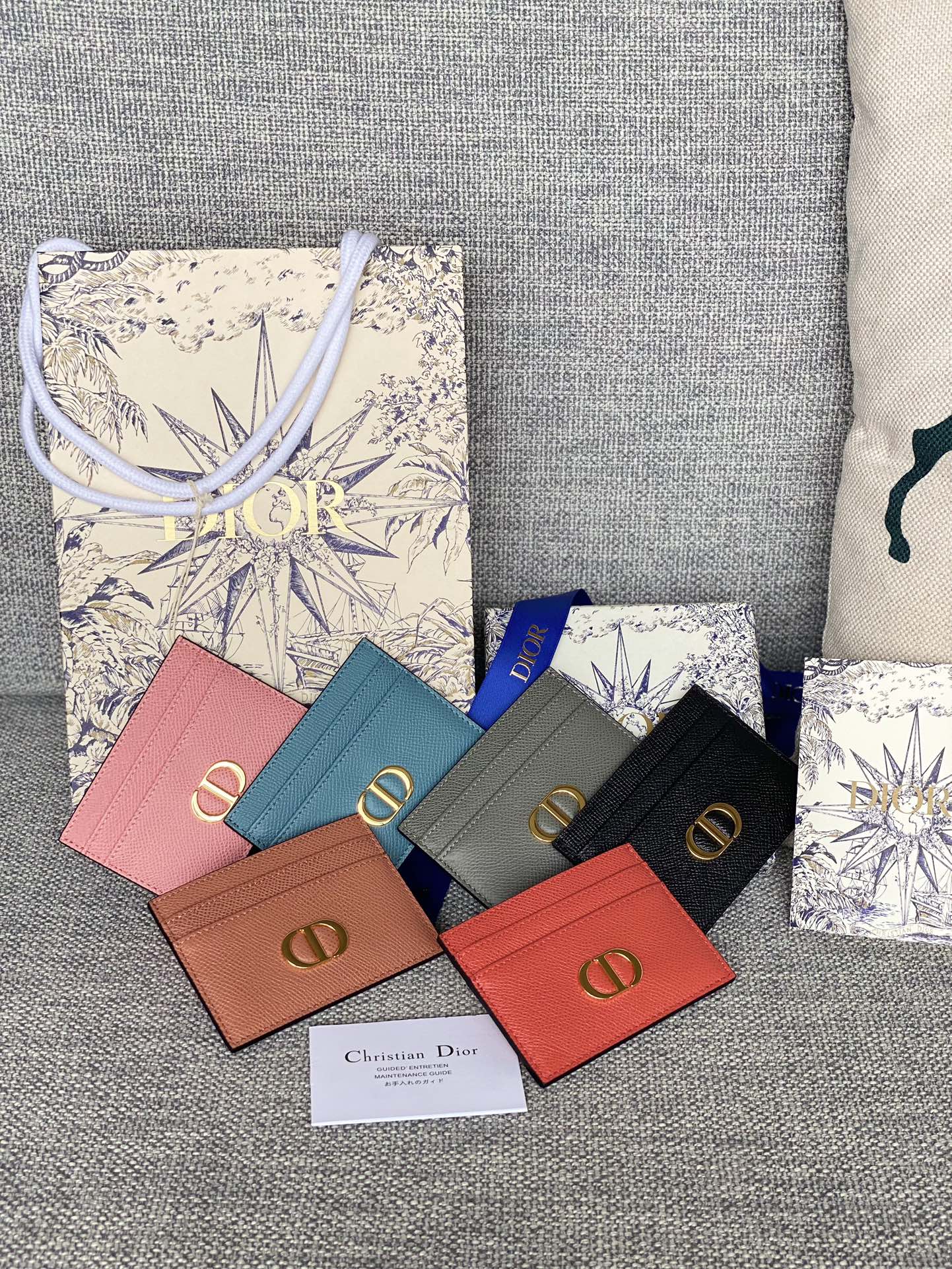 [TOP] Christian Dior Calfskin Card Holder 10.5x7.5cm - 6 Colors