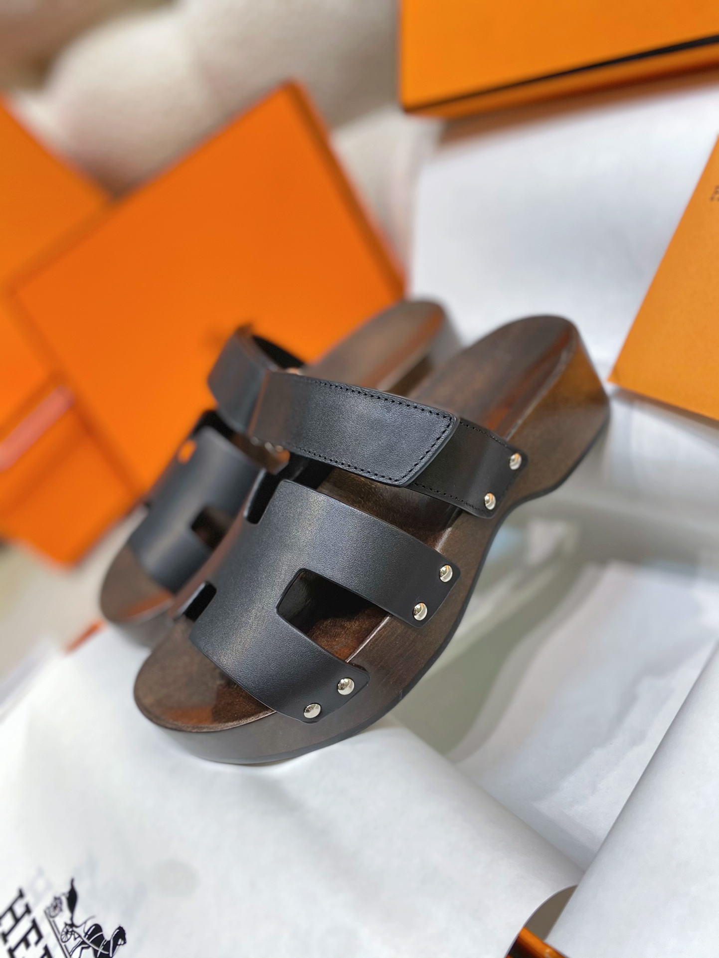 [TOP] HERMES Sandals With Wooden Soles - 3 Colour