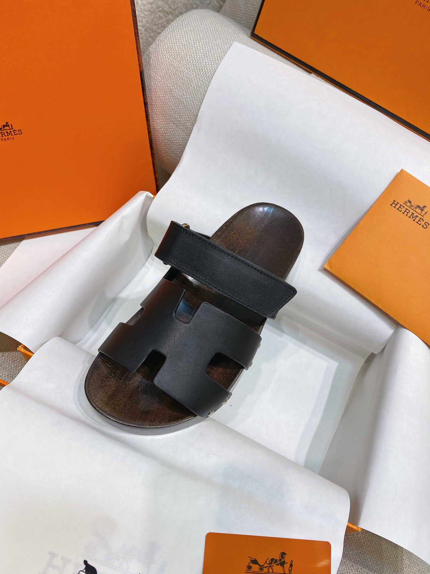 [TOP] HERMES Sandals With Wooden Soles - 3 Colour