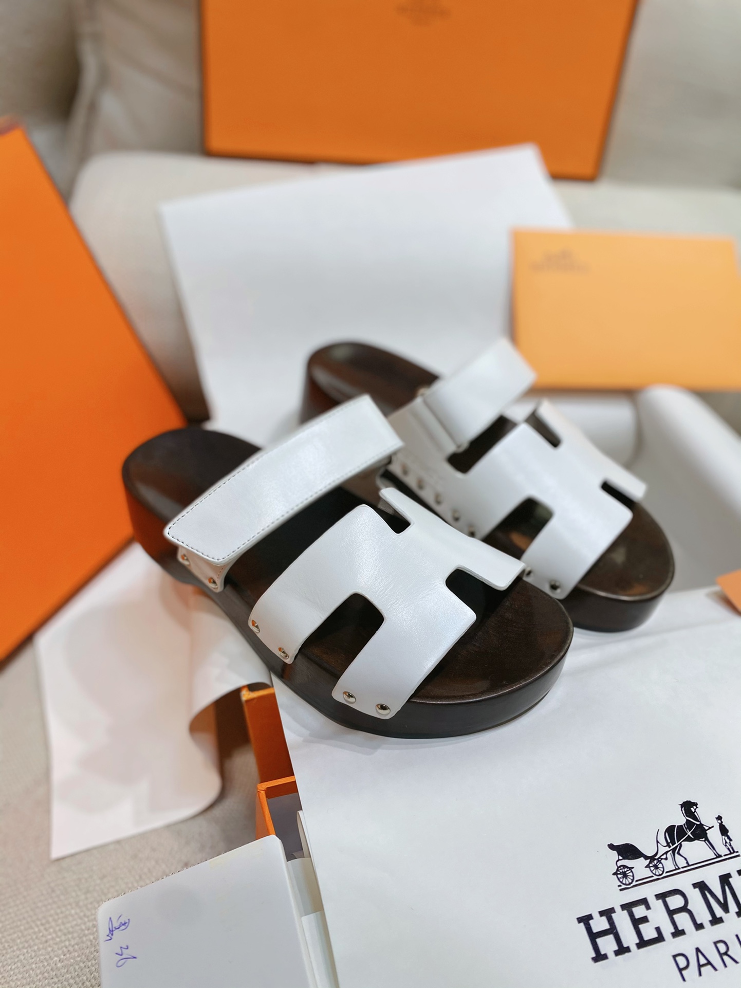 [TOP] HERMES Sandals With Wooden Soles - 3 Colour