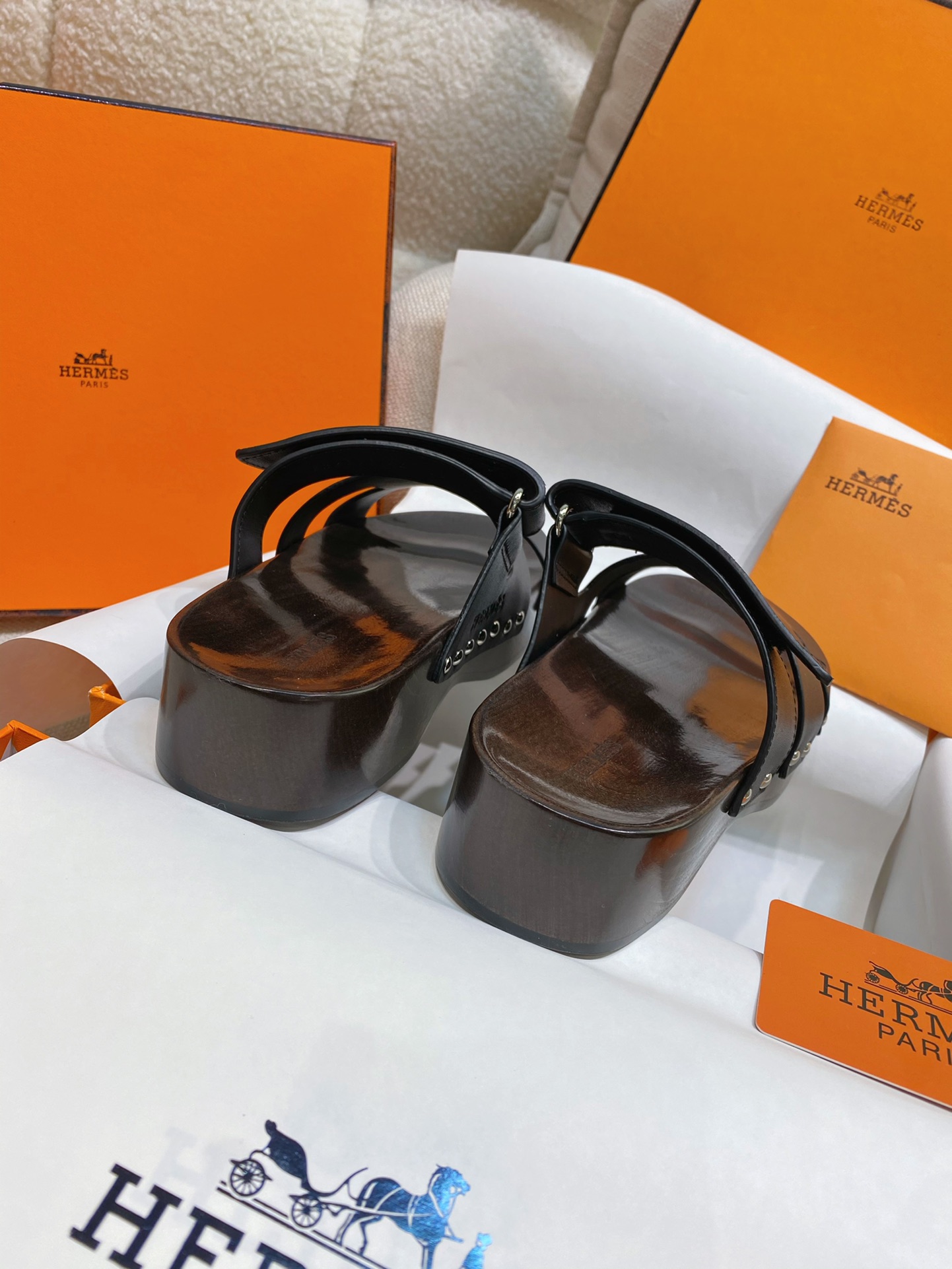 [TOP] HERMES Sandals With Wooden Soles - 3 Colour