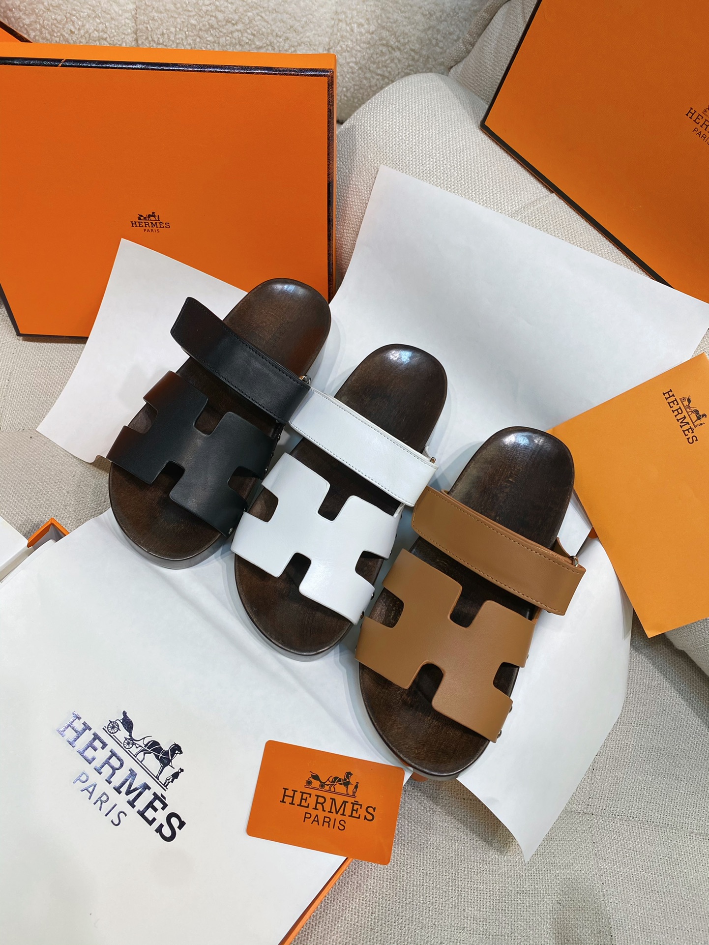 [TOP] HERMES Sandals With Wooden Soles - 3 Colour