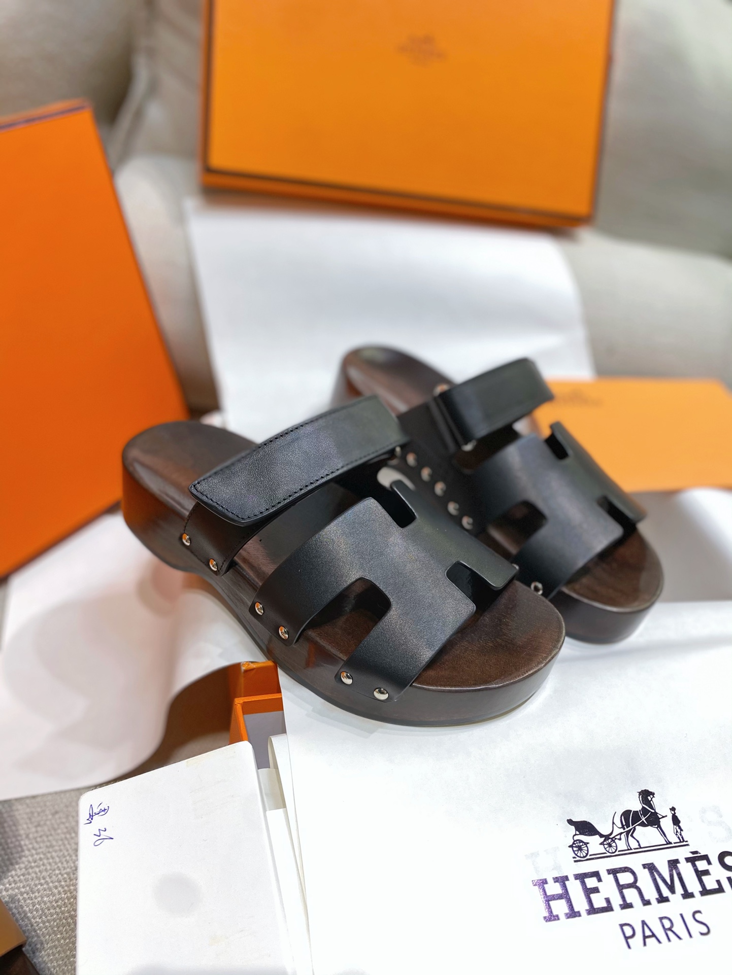 [TOP] HERMES Sandals With Wooden Soles - 3 Colour