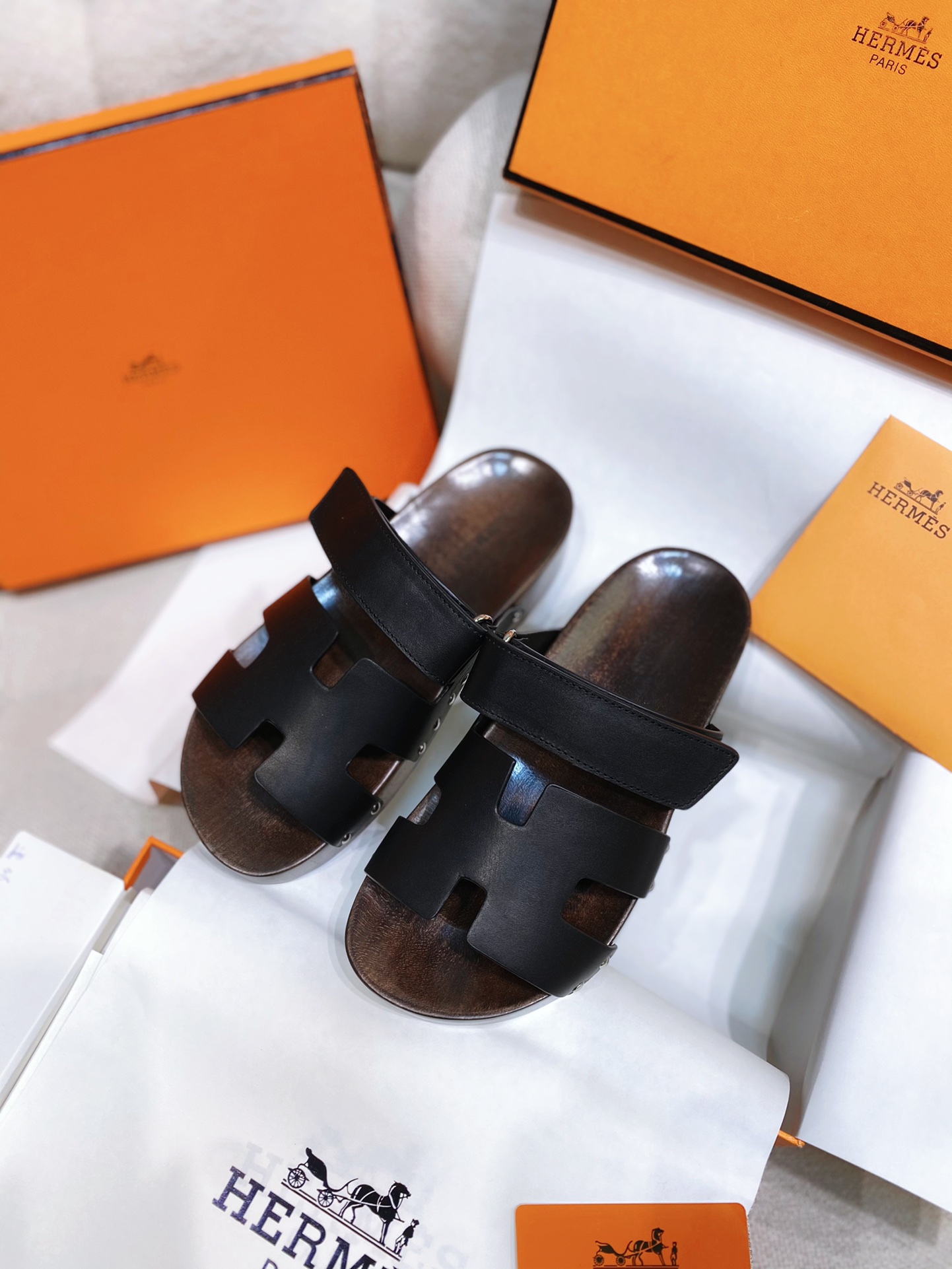 [TOP] HERMES Sandals With Wooden Soles - 3 Colour