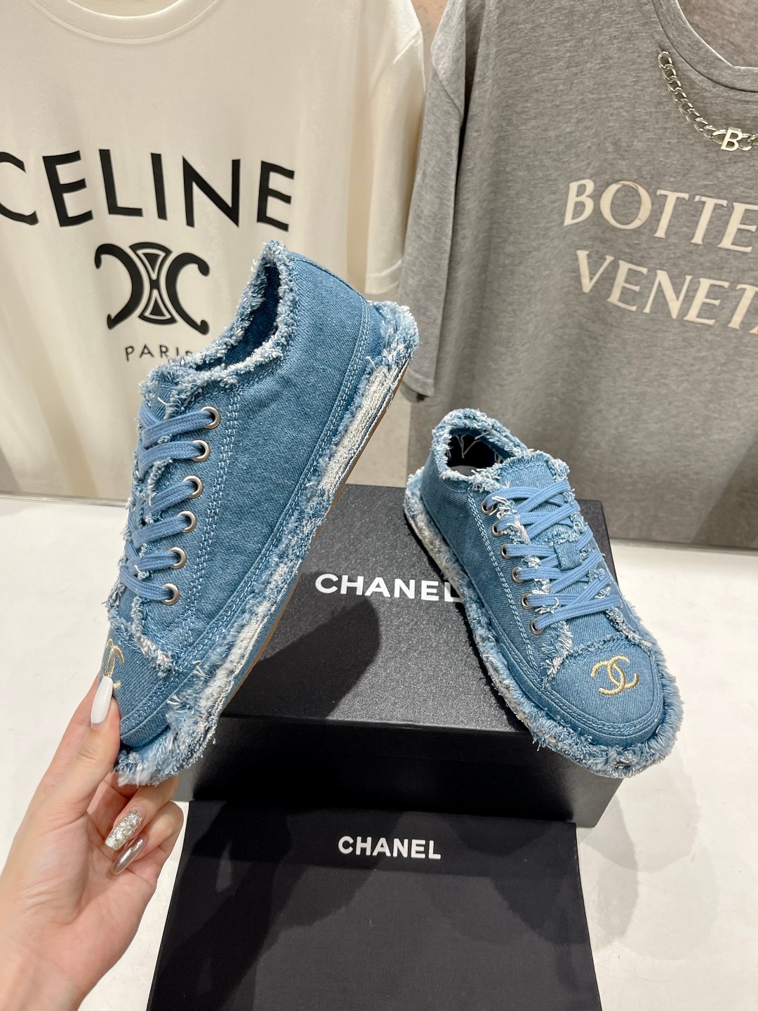 [TOP] CHANEL Denim Sneakers - Blue