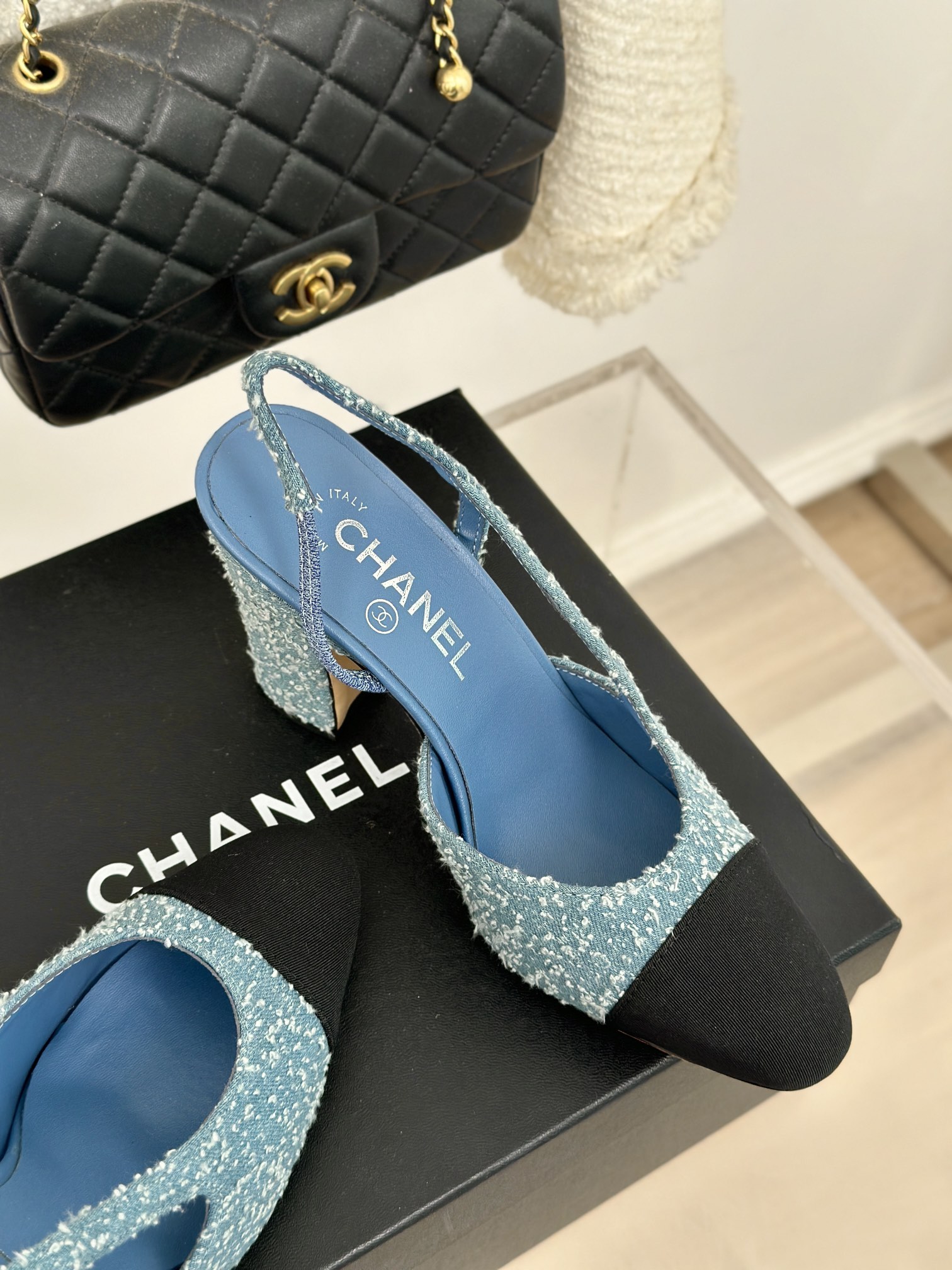 [TOP] CHANEL Denim High Heel Mules - Blue