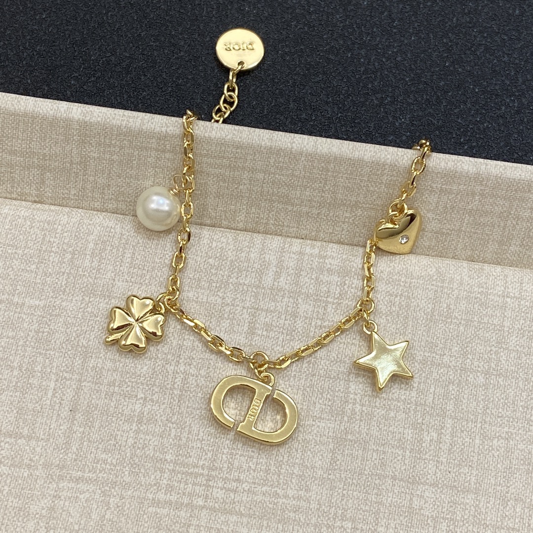 [TOP] Christian Dior Necklace/Bracelet with Pearl - Gold