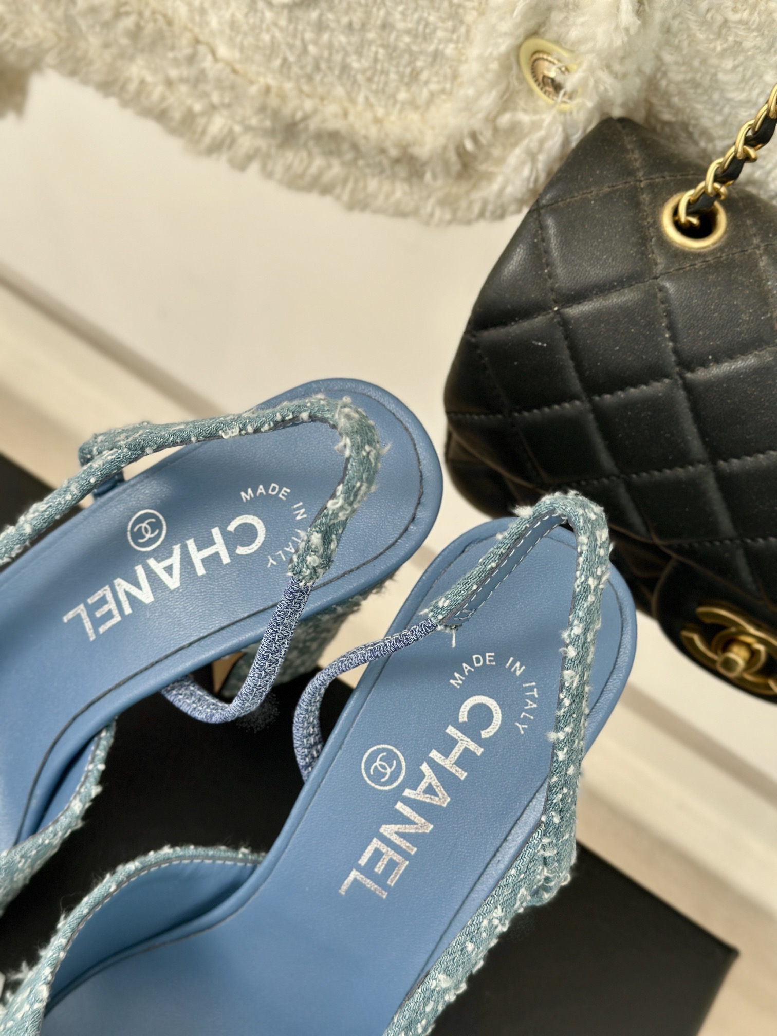 [TOP] CHANEL Denim High Heel Mules - Blue
